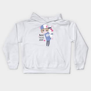 Best Friend - Cute Girl with Cat Best Friend Ever Kids Hoodie